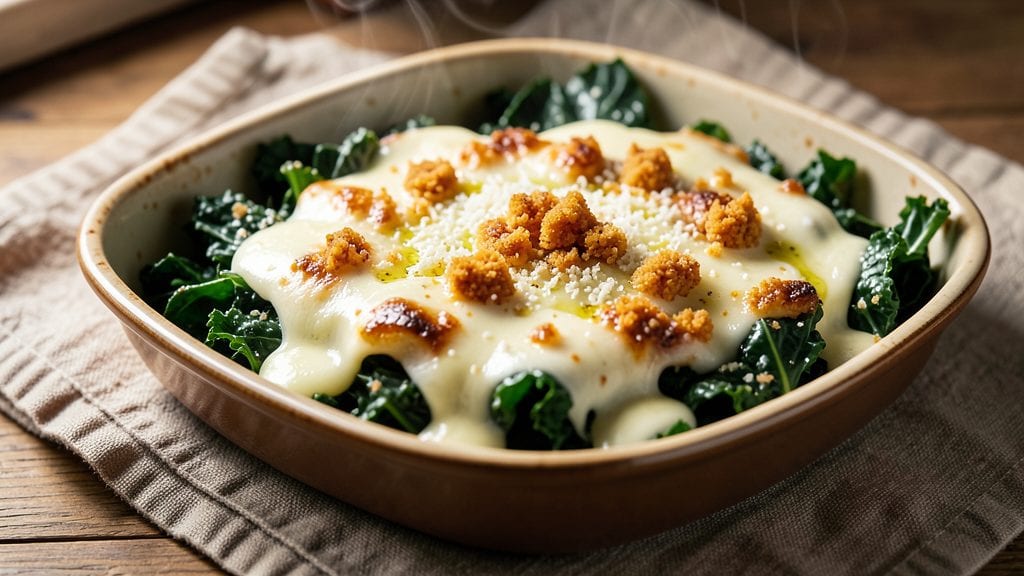 Amy's 3 Cheese Kale Bake Copycat Recipe: Crispy Top, Melty Cheese Pulls