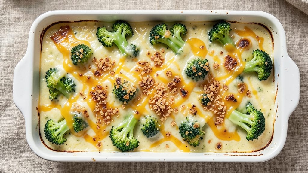 Campbell's Broccoli Cheese Casserole Recipe: Golden Crisp Top With Gooey Cheese Pulls
