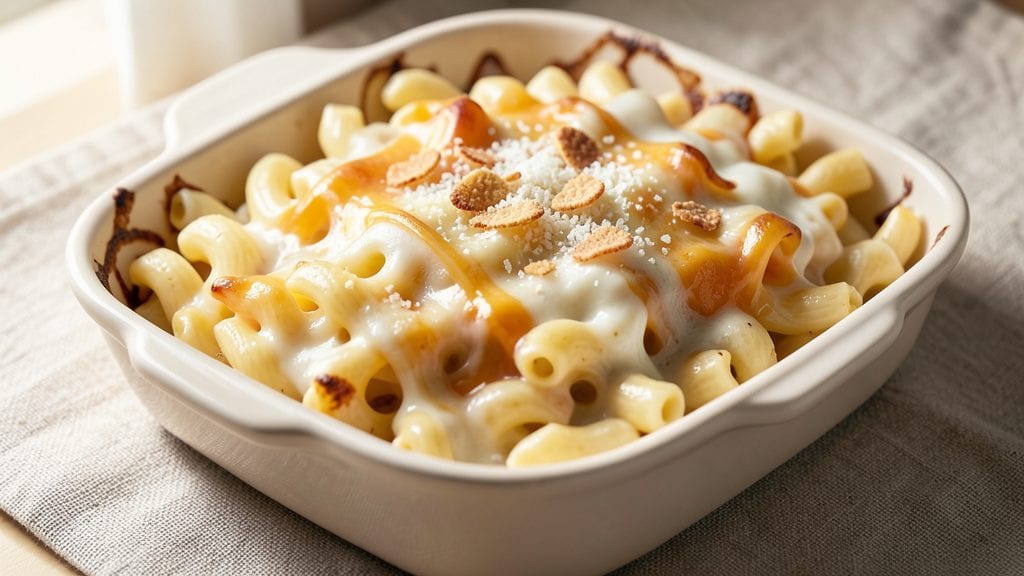 Copycat Stouffer's Macaroni and Cheese Recipe: Breadcrust Crown Over Ultra-Smooth Cheddar Swirls