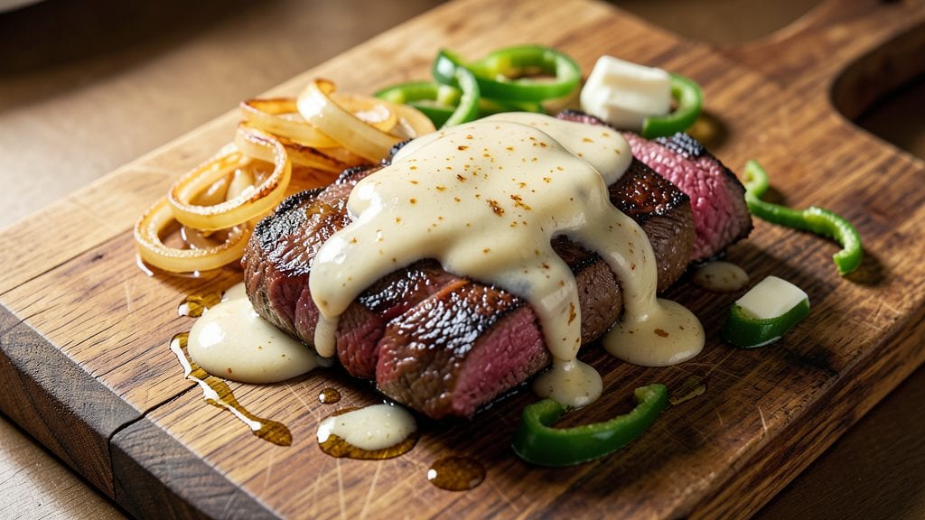 Philadelphia Cheese Steaks Recipe: Crispy Sautéed Ribeye Over Melted Cheese